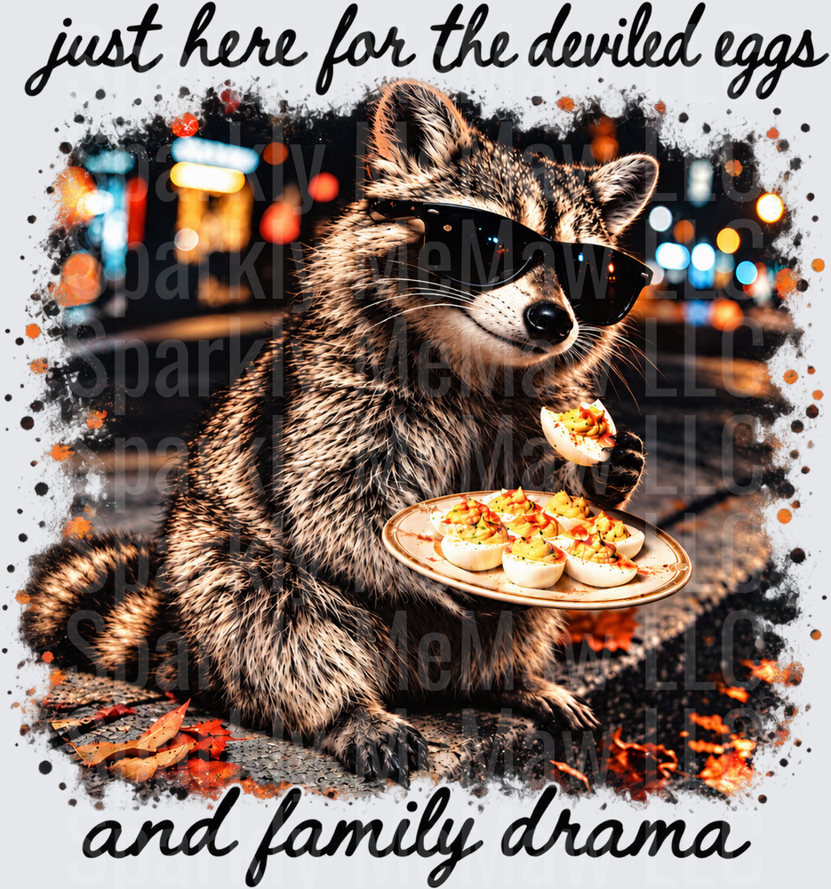 Cool Raccoon Deviled Eggs Drama UV DTF Decal