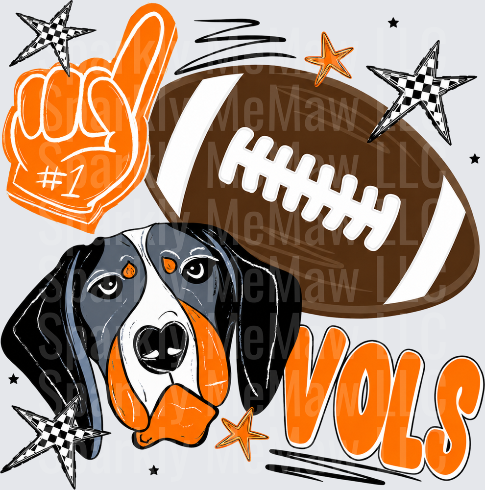 Tennessee Vols Bluetick Hound Football UV DTF Decal