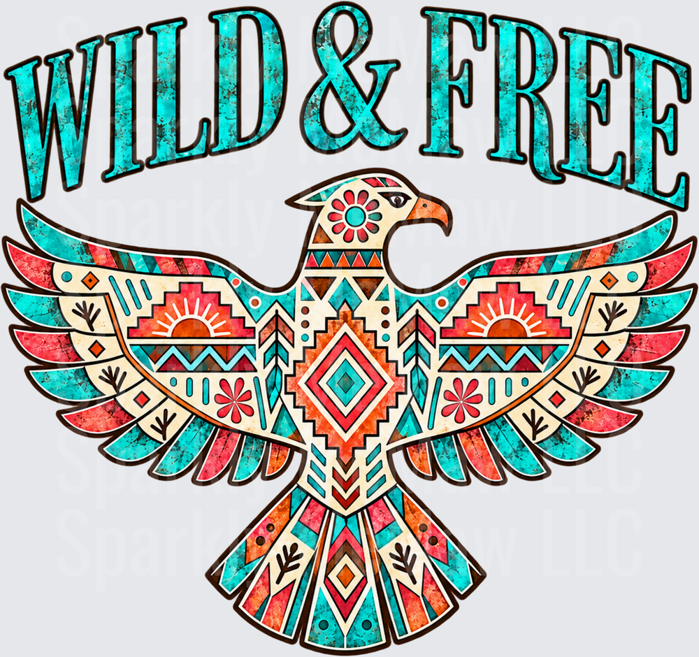 Wild & Free Aztec Eagle DTF Transfer for Fabrics