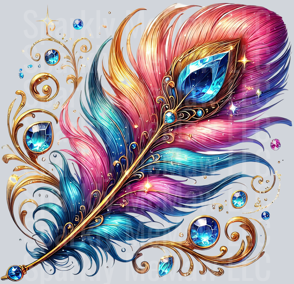 13 Fancy Feathers UV DTF Clip Art Decal