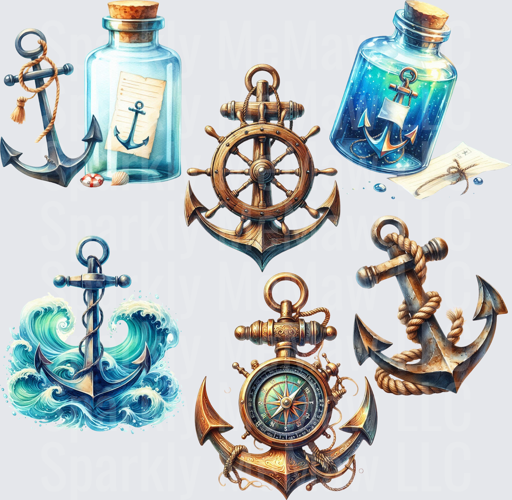 Nautical Anchor Bundle 10x10 Inch Sheet