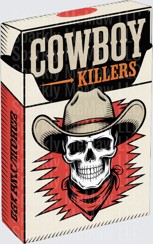 Cowboy Killers Cigarette Pack Skull Cowboy Hat Red Bandana UV DTF Decal