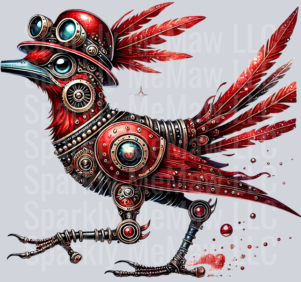 Red Road Runner SteamPunk UV DTF Decal 8