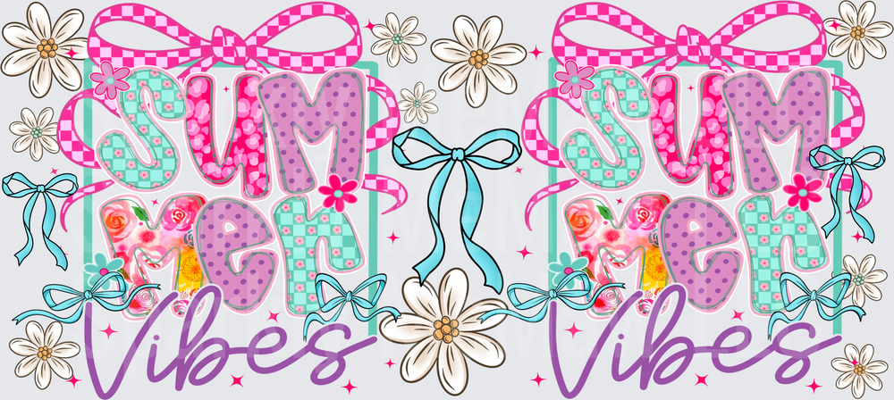 Summer Vibes Floral Ribbons and Bows Design UV DTF 16 oz Wrap