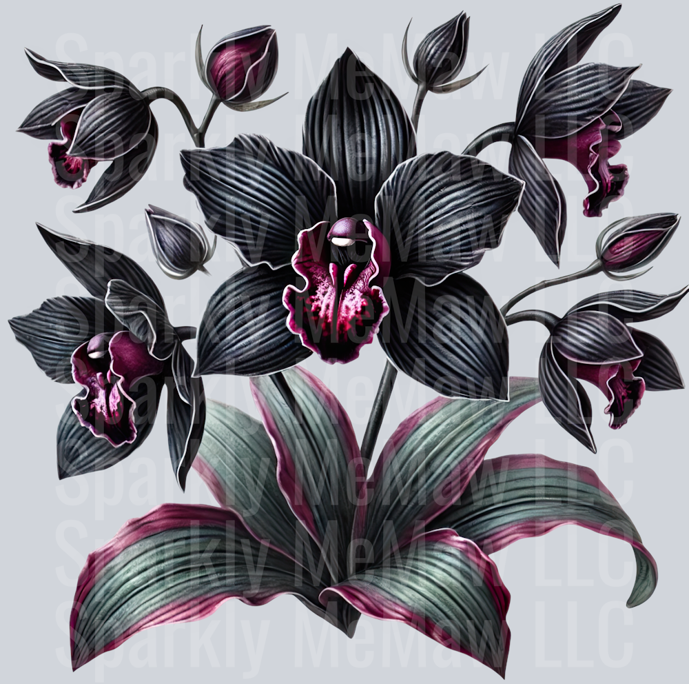 2 Gothic Flowers Clip Art UV DTF Decal
