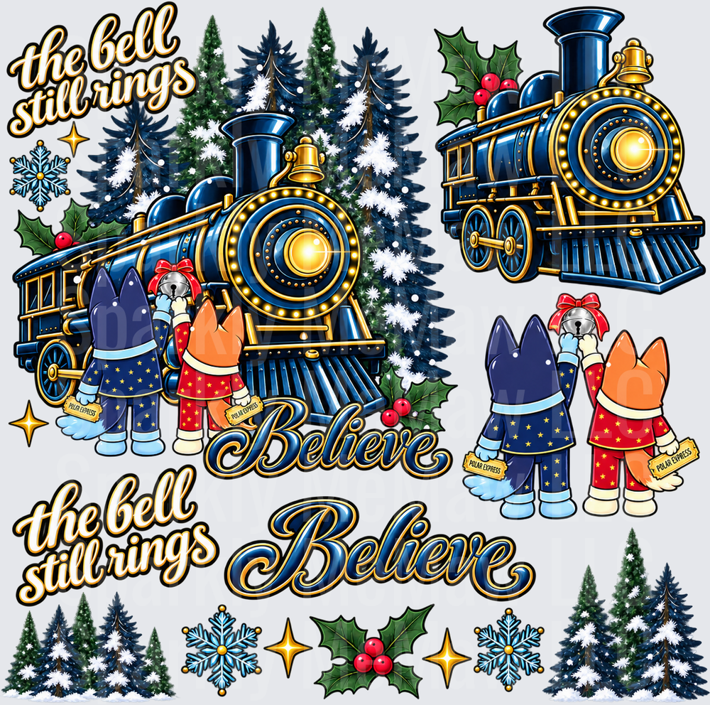 Polar Express Believe Bell Rings this is a 10 inch cut and stick UV Decal Sheet