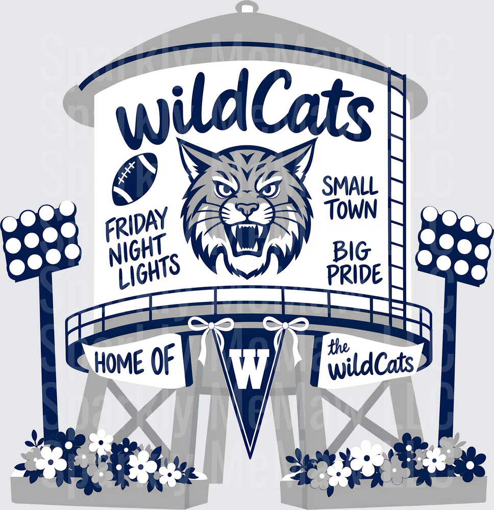Wildcats Water Tower Friday Night Lights Small Town Big Pride DTF Transfer