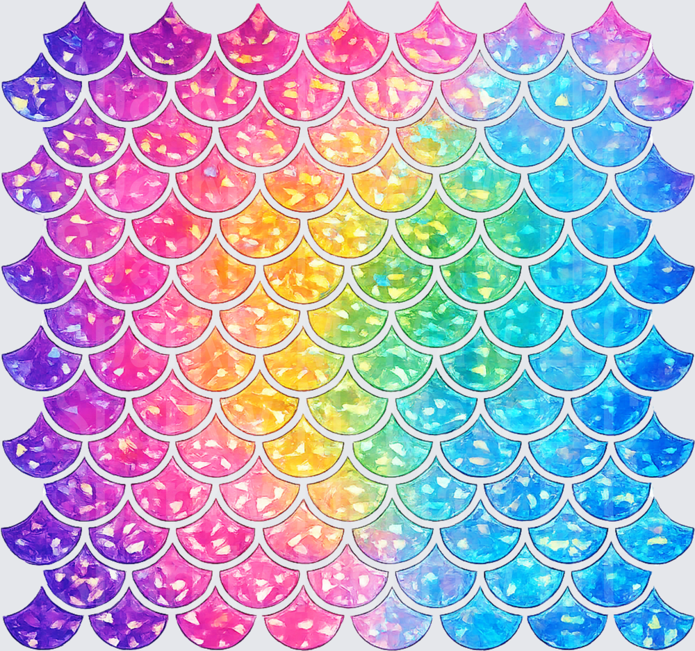 Rainbow Holographic Glitter Mermaid Scales Pattern – this is a 10x10 inch sheet