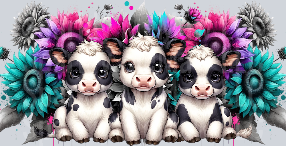 Dairy Cows with Flowers UV DTF Wrap