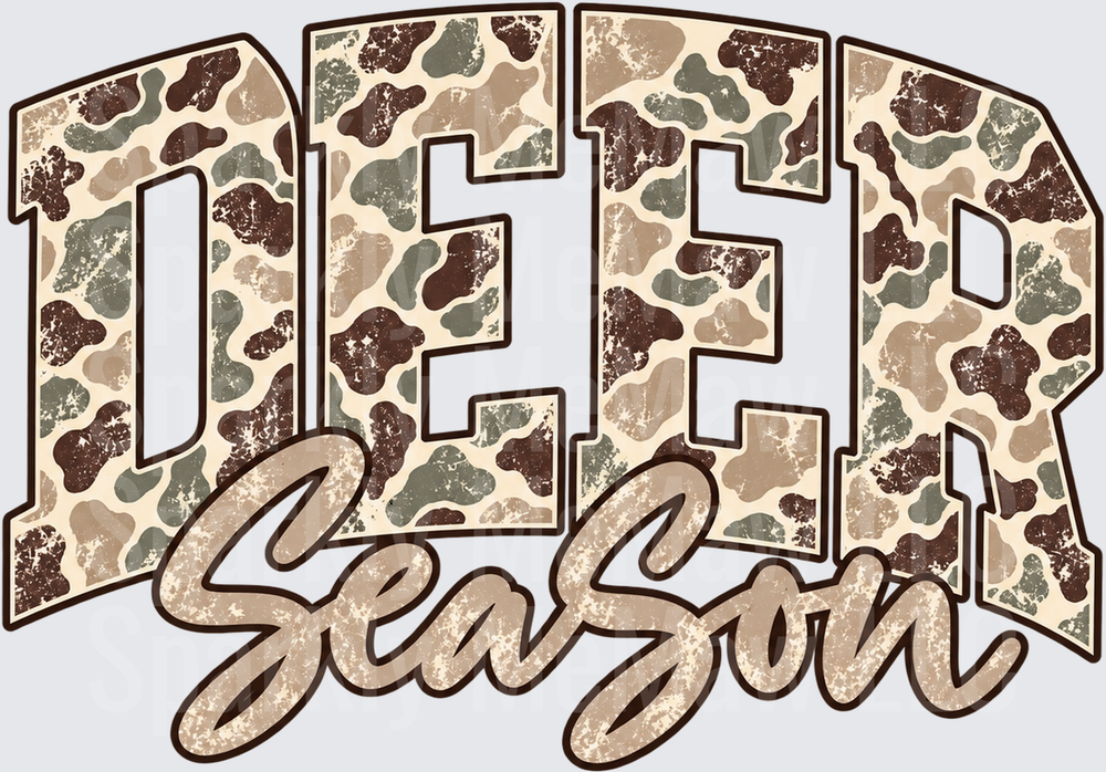 Deer Season Camo Varsity DTF Transfer for Fabrics