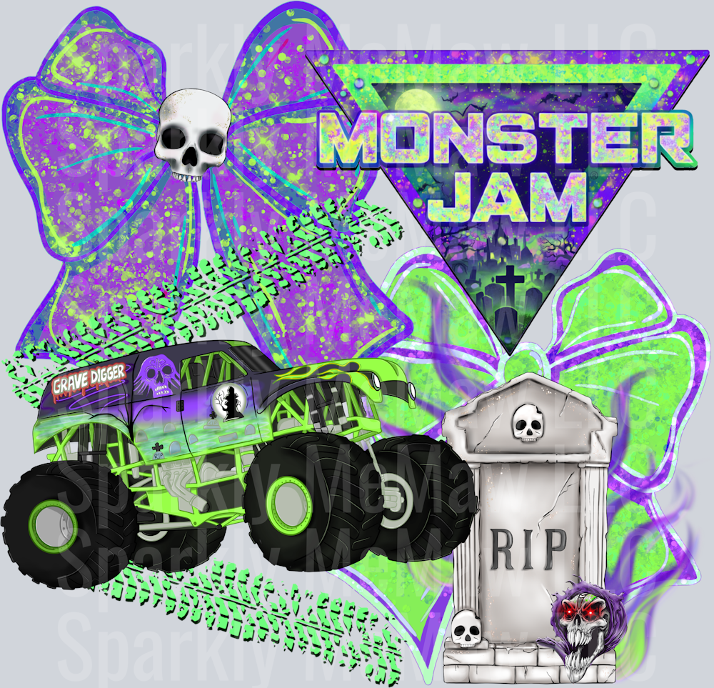 Monster Jam Grave Digger Bow UV DTF Decal