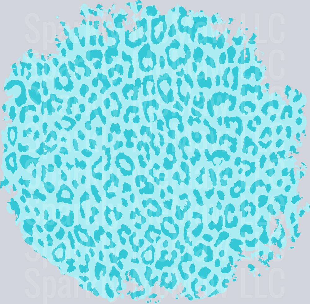 Turquoise Blue Leopard Print Pattern Circle UV DTF Decal