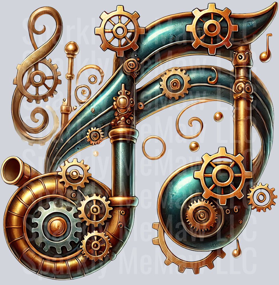 Musical Steampunk UV DTF Clip art Decal 22