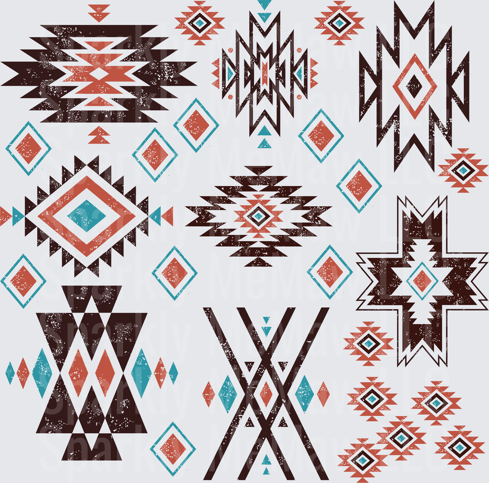 Aztec Tribal Geometric Elements Sheet 10x10 inch sheet