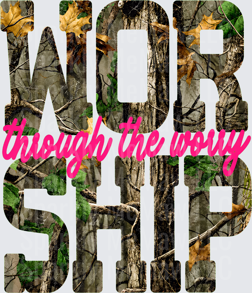 Worship Through The Worry Camo UV DTF Decal