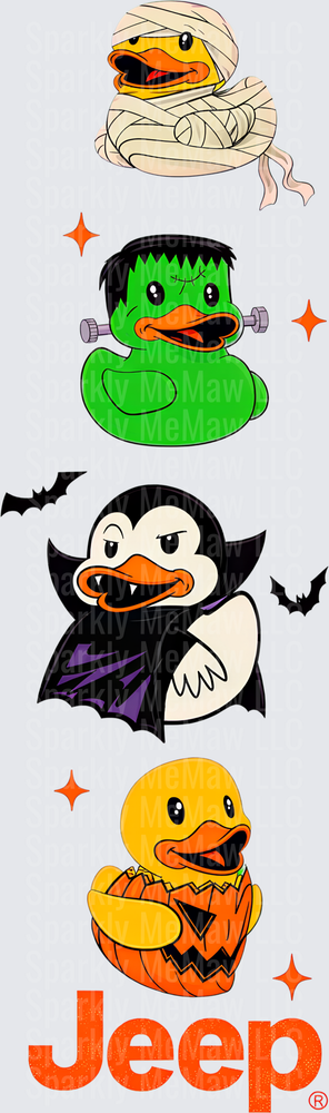 Halloween Rubber Duck Four Pack UV DTF Decal