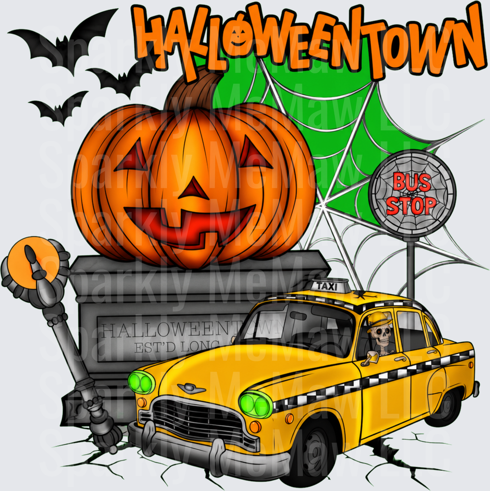Halloweentown Taxi Scene UV DTF Decal