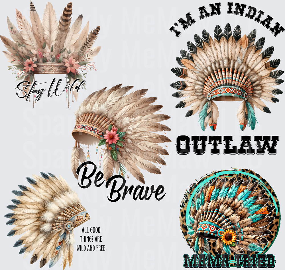 Native American Headdress Designs 10x10 Inch Sheet