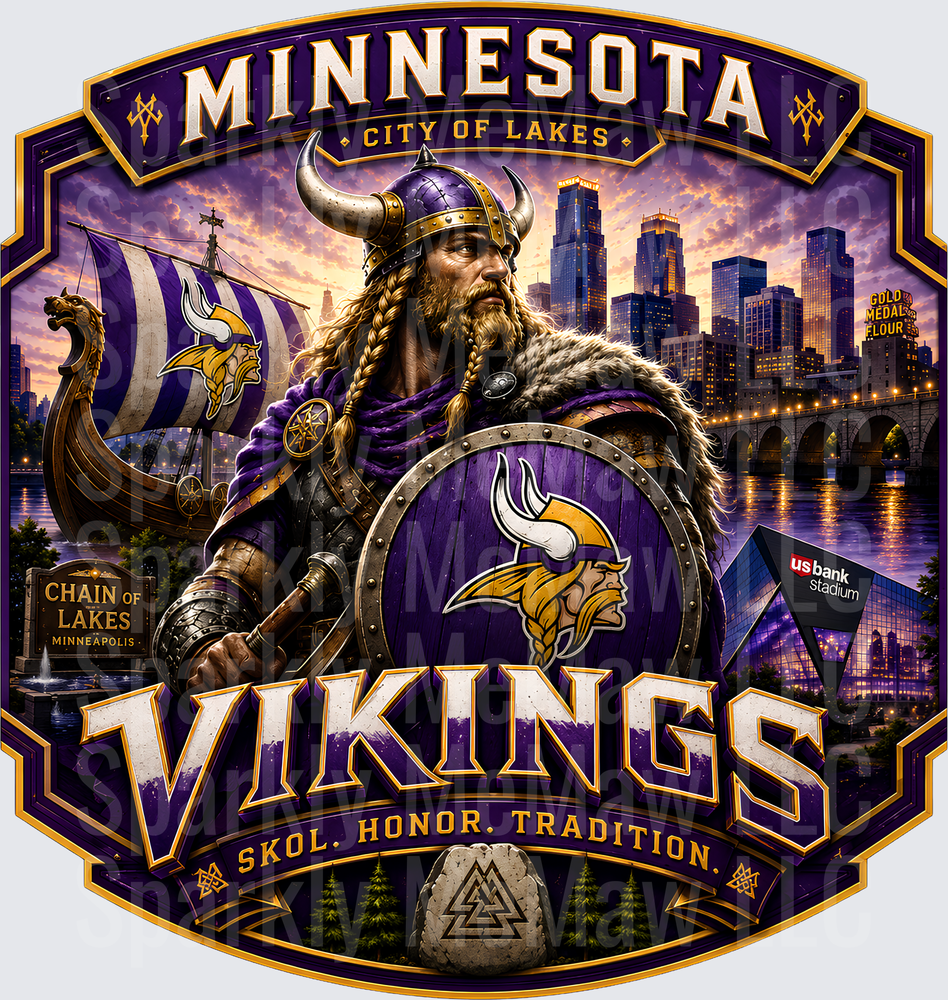 Minnesota Vikings City of Lakes UV DTF Decal
