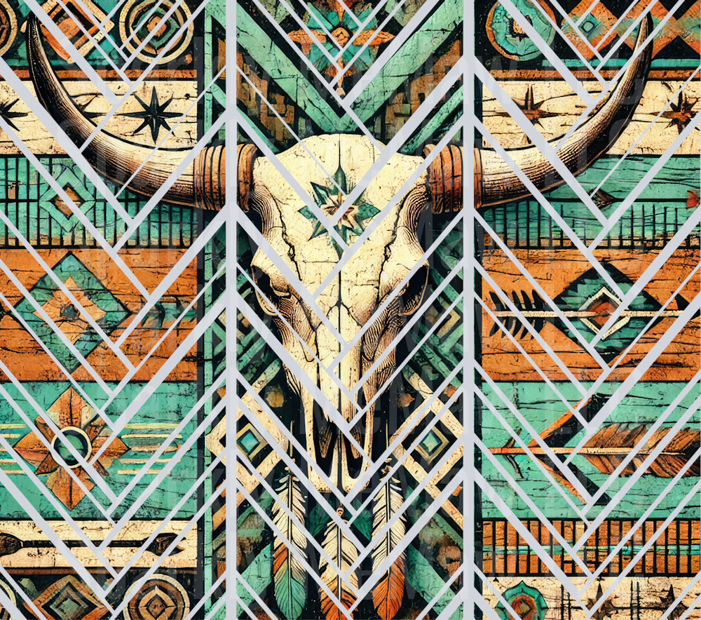 Western Bull Skull UV DTF Sheet
