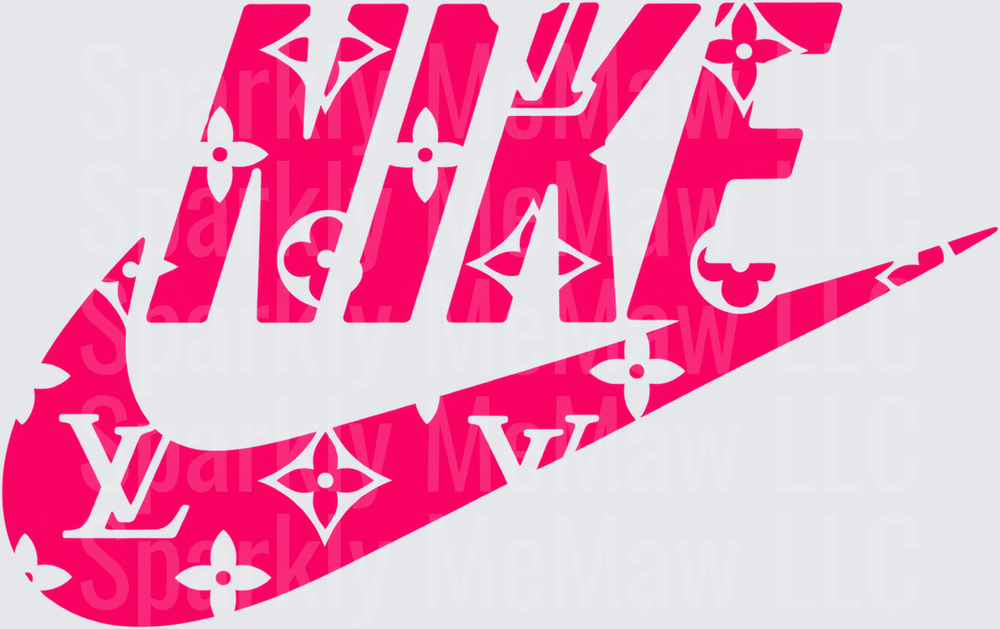 Nike LV Monogram Pink Mashup UV DTF DECAL (HARD SMOOTH SURFACE)