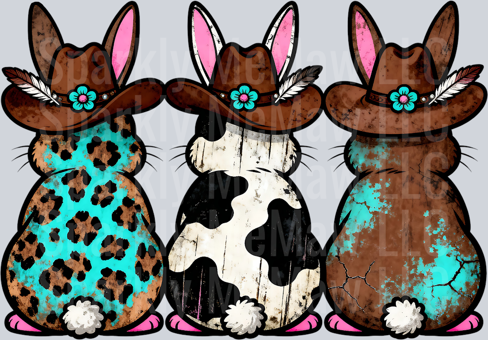 Western Easter Bunny DTF Transfer