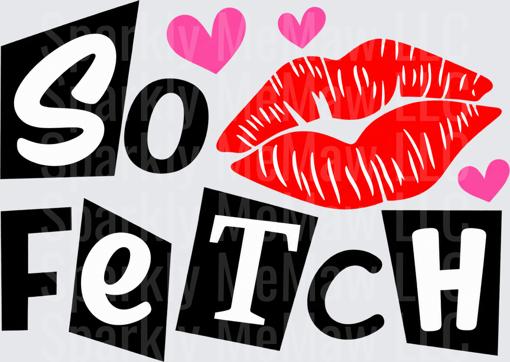 So Fetch Lips Hearts UV DTF Decal