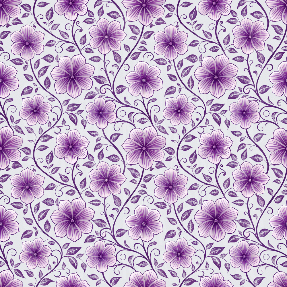 Purple Floral Vine Seamless Pattern – This is a 10x10 Inch Sheet