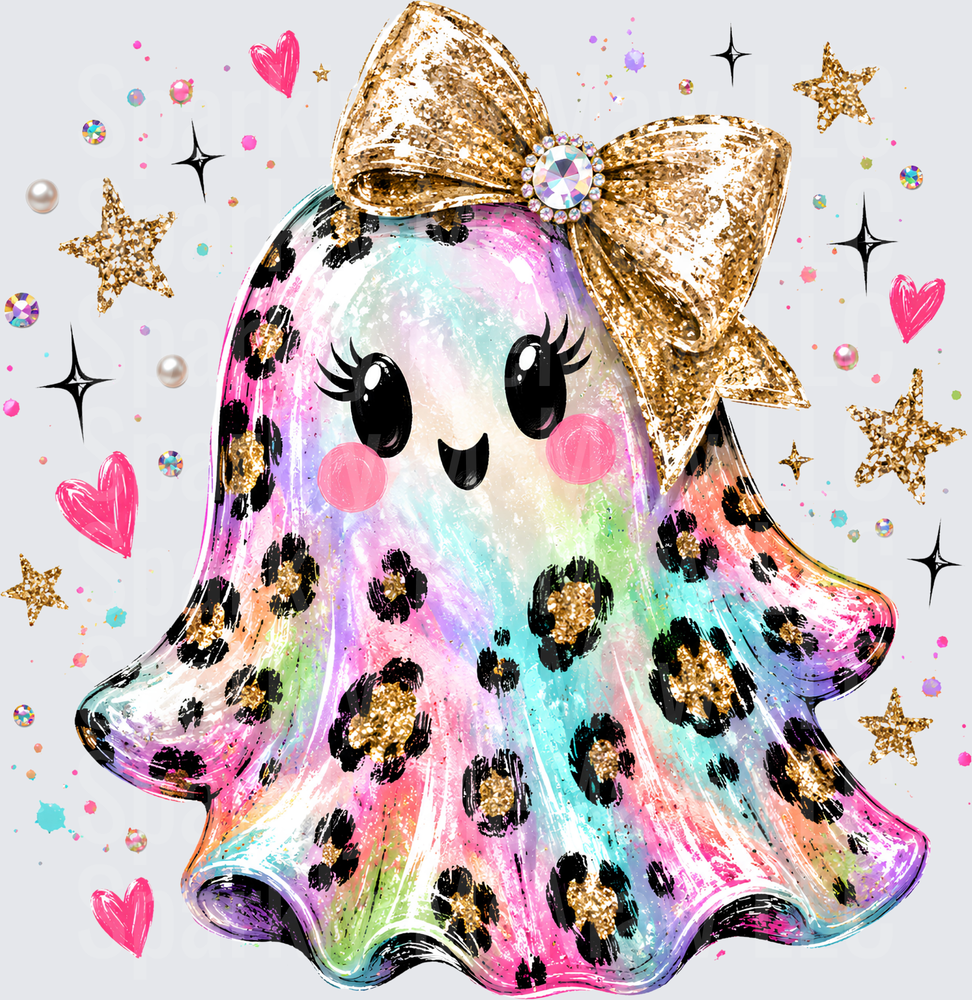 Cute Leopard Rainbow Ghost UV DTF Decal