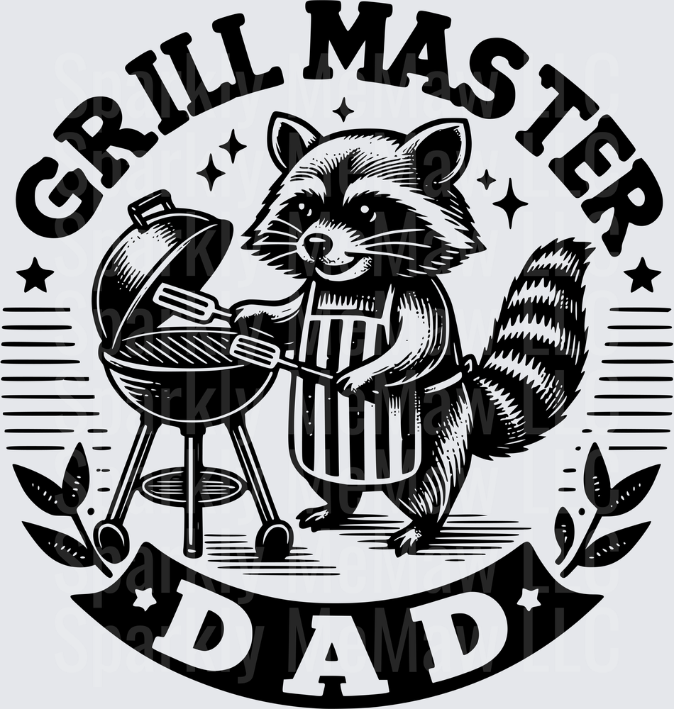 Grill Master Dad Raccoon BBQ Chef with Apron and Spatula UV DTF Decal