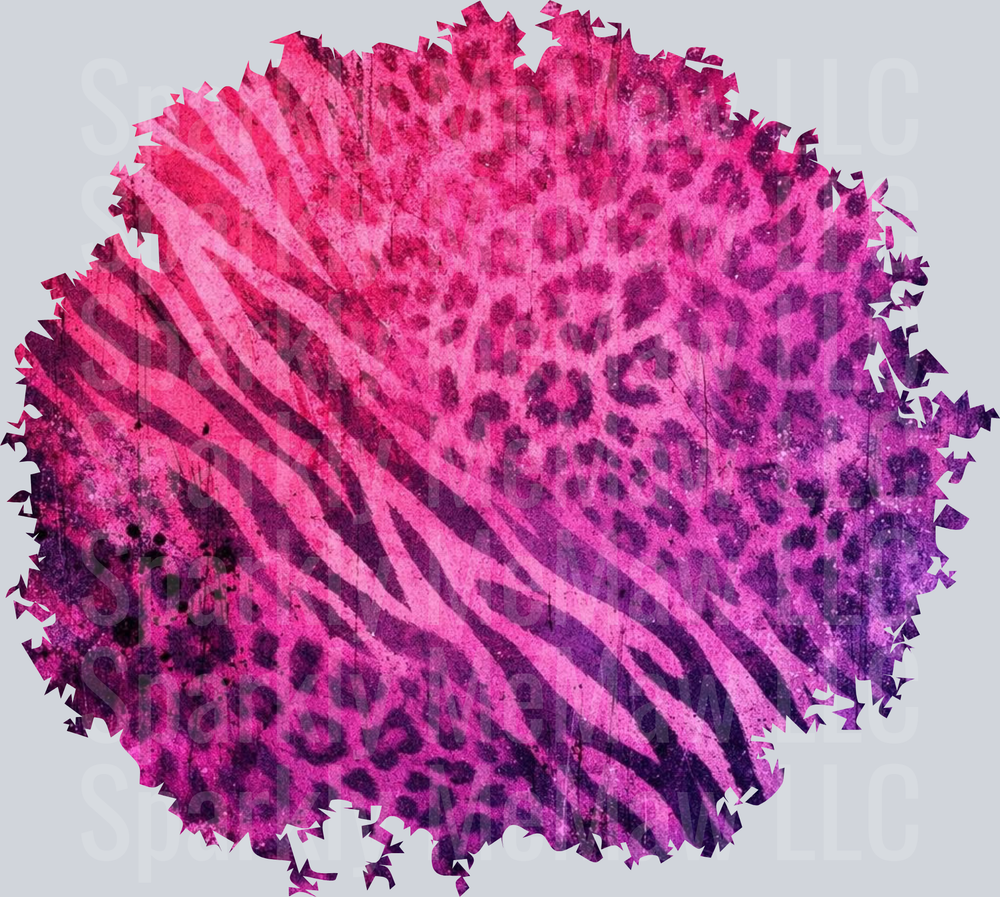 Pink Purple Watercolor Leopard Print Zebra Stripe Circle UV DTF Decal