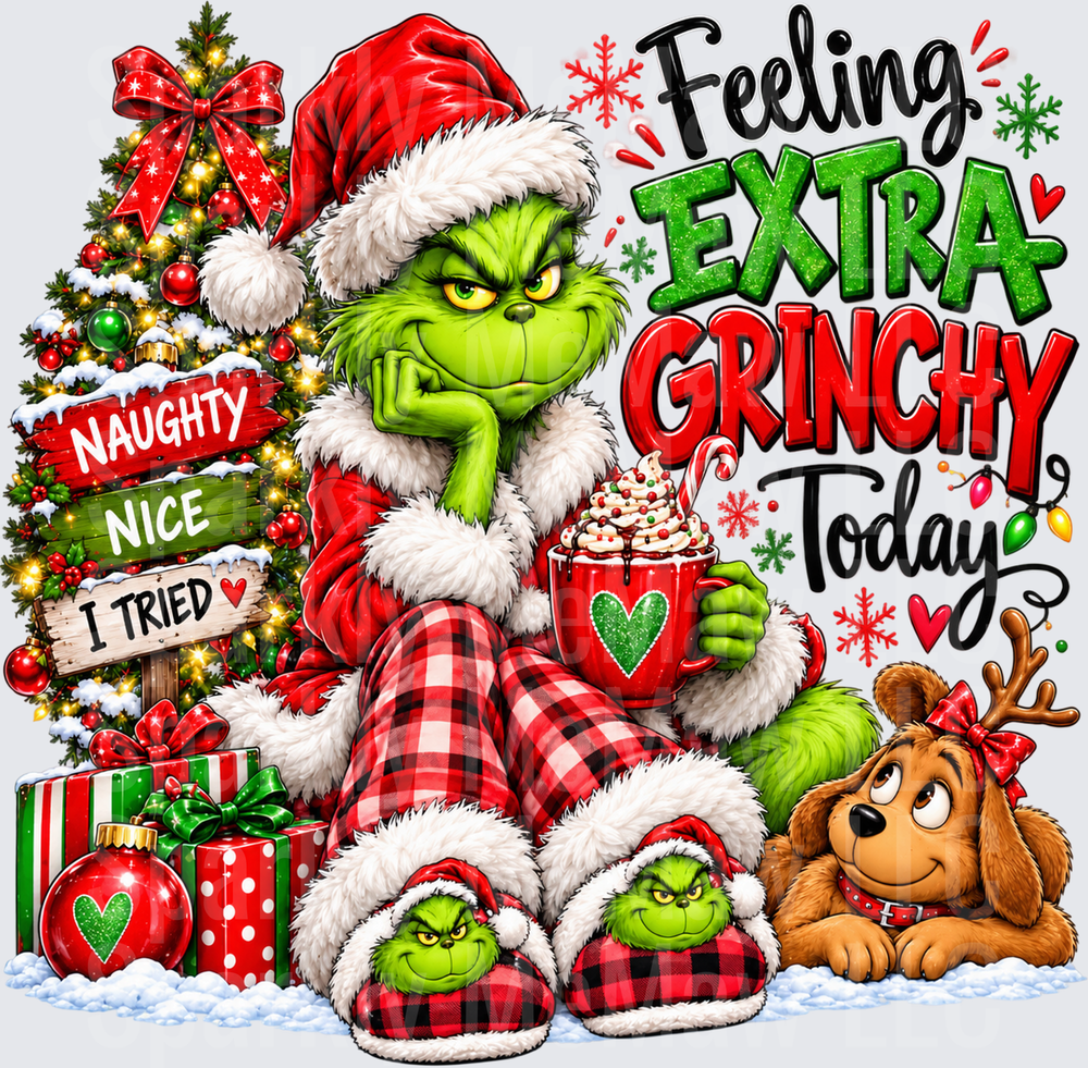 Feeling Extra Grinchy Today UV DTF DECAL (HARD SMOOTH SURFACE)