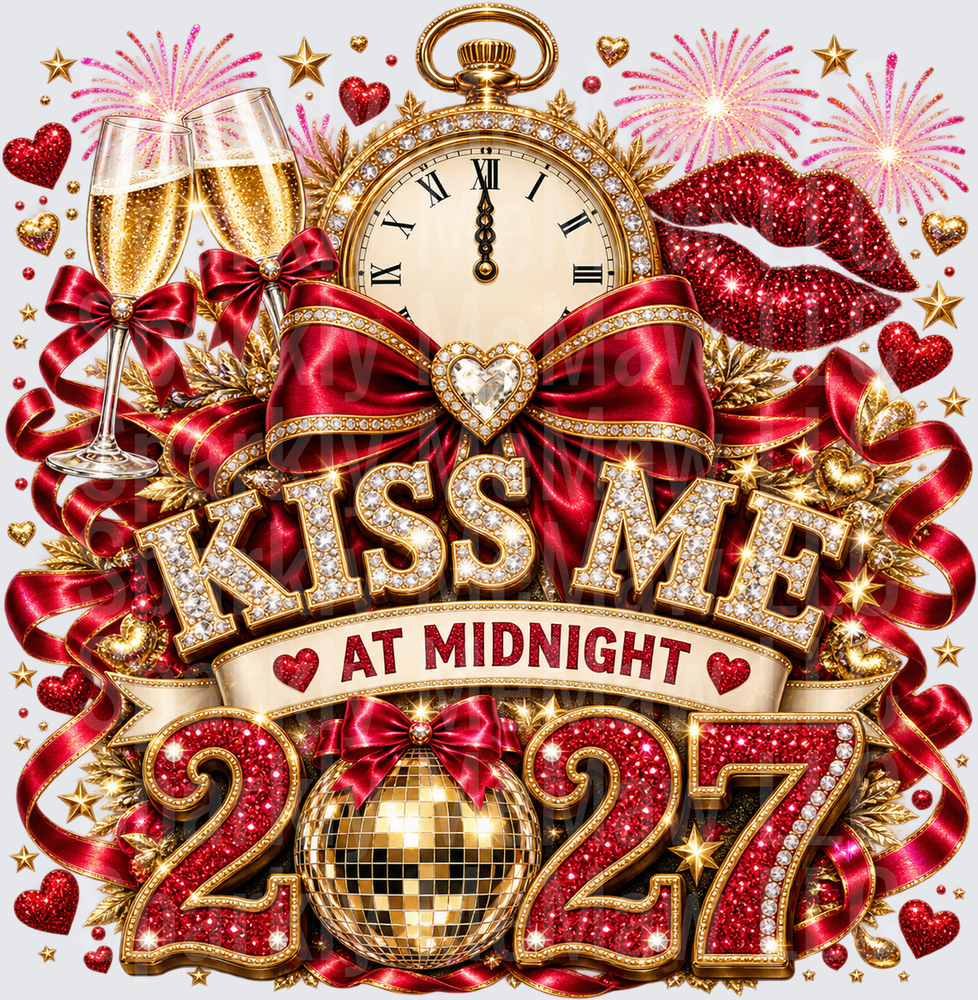 Kiss Me At Midnight 2027 DTF Transfer for Fabrics