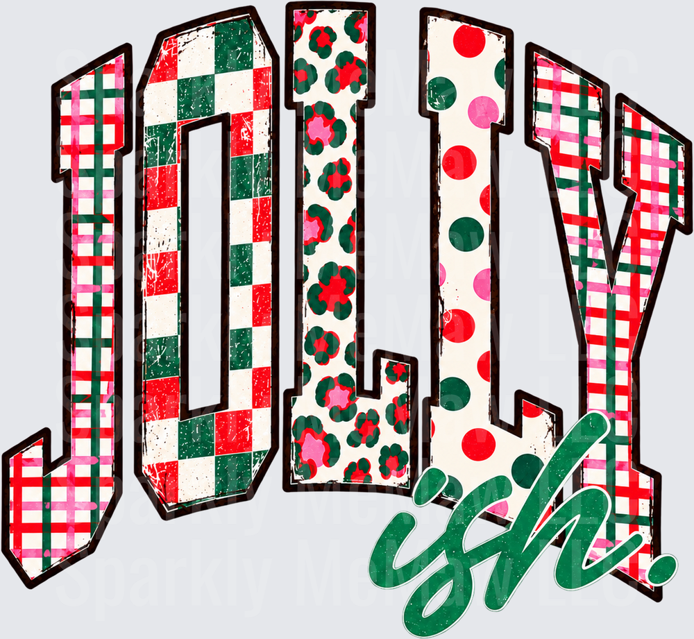 Jolly Ish Christmas Plaid Leopard DTF Transfer for Fabrics