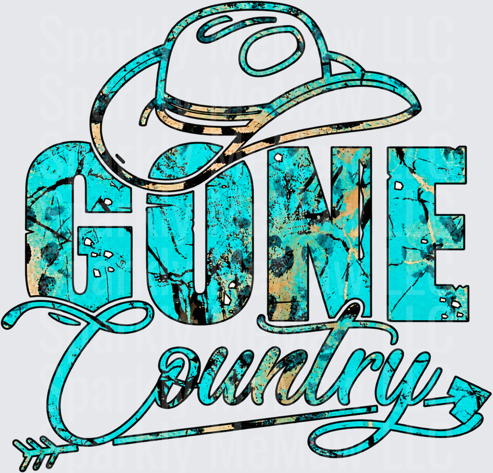 Gone Country Cowboy Hat UV DTF DECAL (HARD SMOOTH SURFACE)