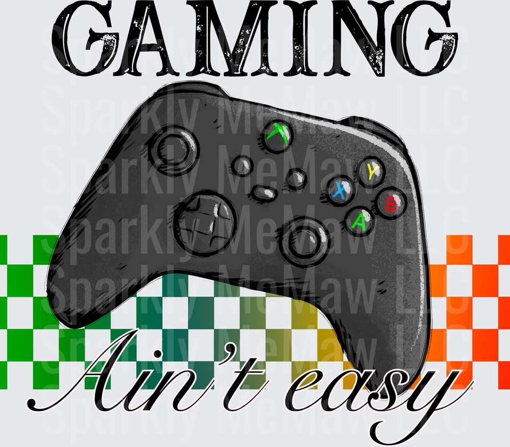 GAMING Ain't Easy Xbox Controller with Pixelated Background UV DTF Decal