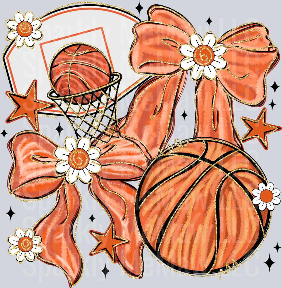 Brushstroke basketball coquette DTF Transfer (Fabrics Only)