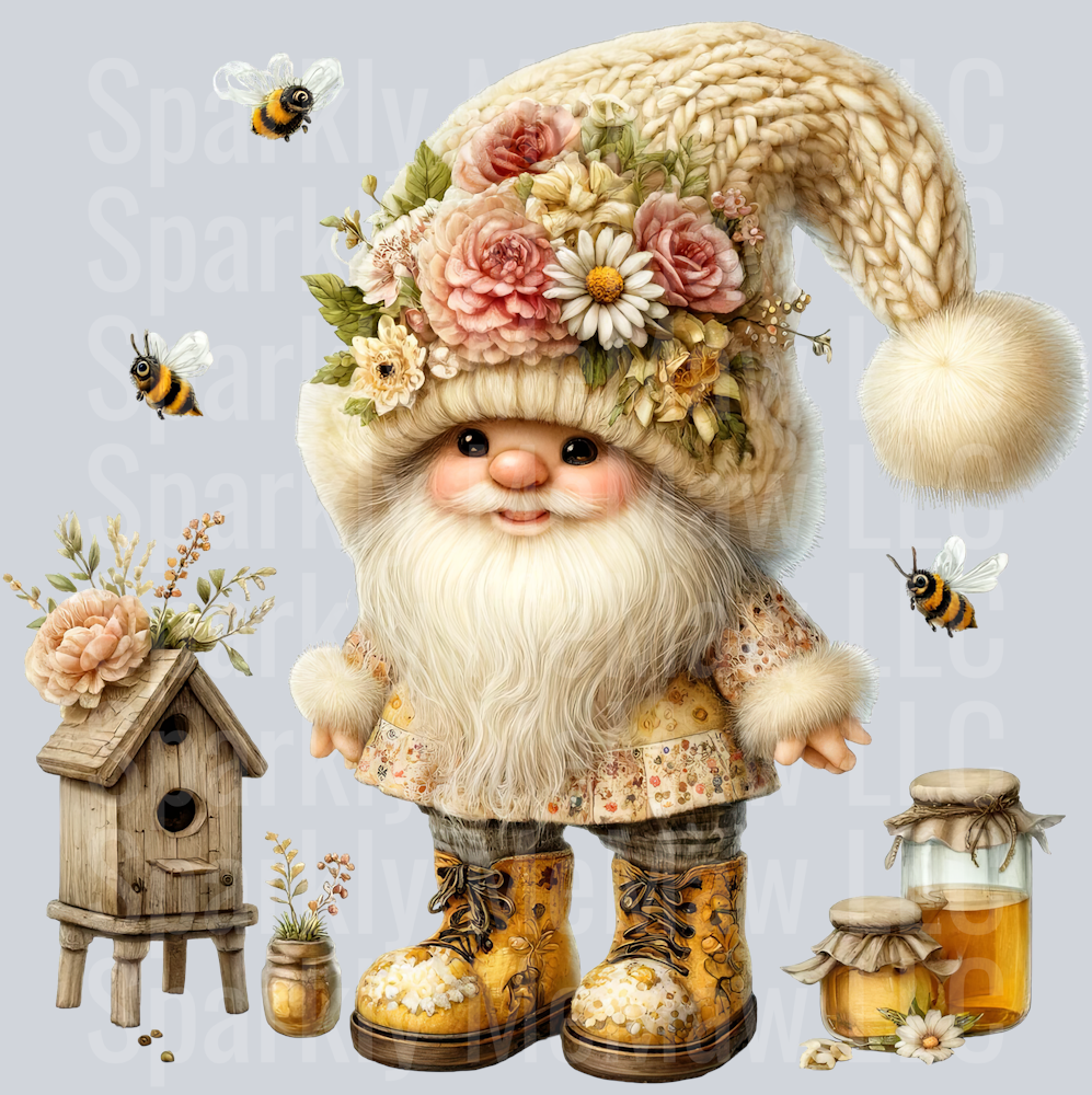 12 Bee Gnome UV DTF Clip Art Decal