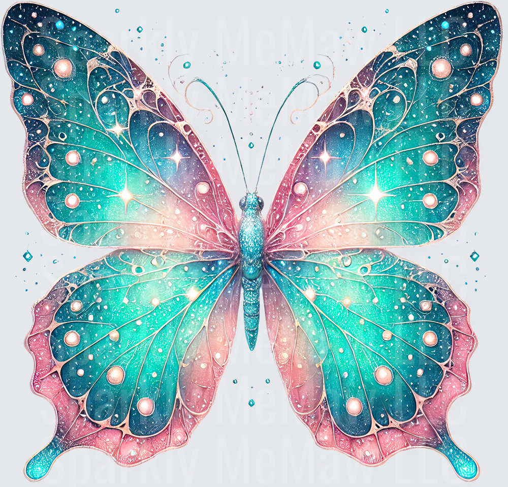 Glitter Galaxy Butterfly UV DTF Decal