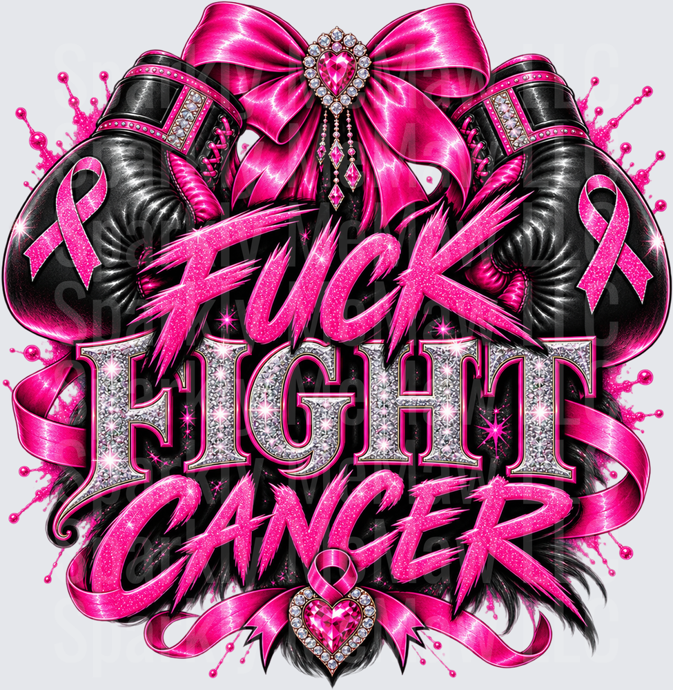 F*ck Fight Cancer Glam Boxing Gloves UV DTF Decal