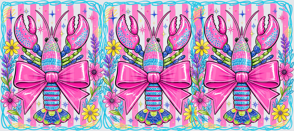 Floral Bow Lobster UV DTF 16 OZ Wrap