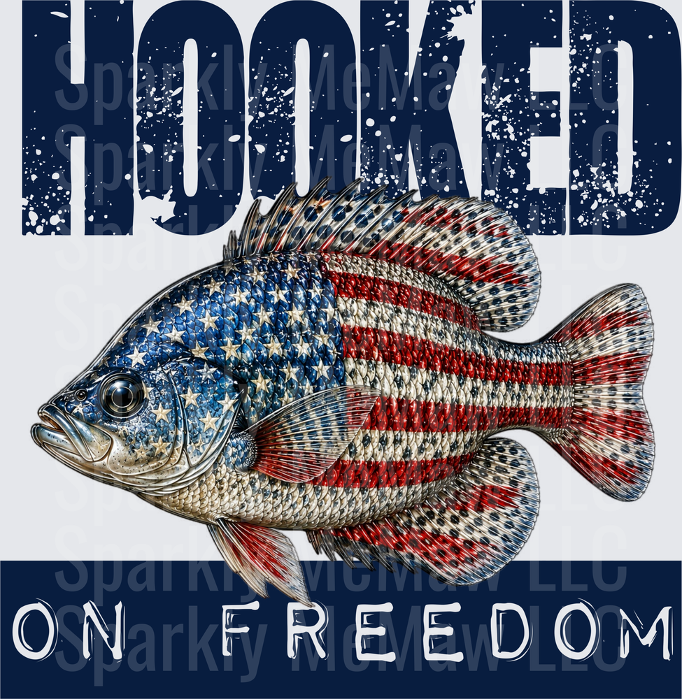 Hooked On Freedom Patriotic American Flag Fish UV DTF Decal