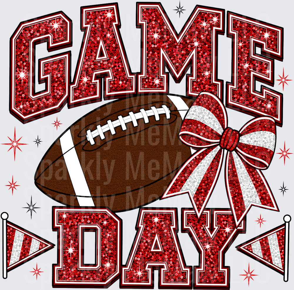 Game Day Football Glitter Bow UV DTF Decal