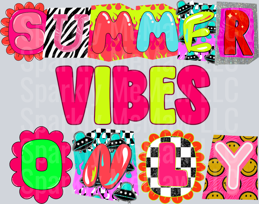NEON SUMMER VIBES ONLY UV DTF Decal