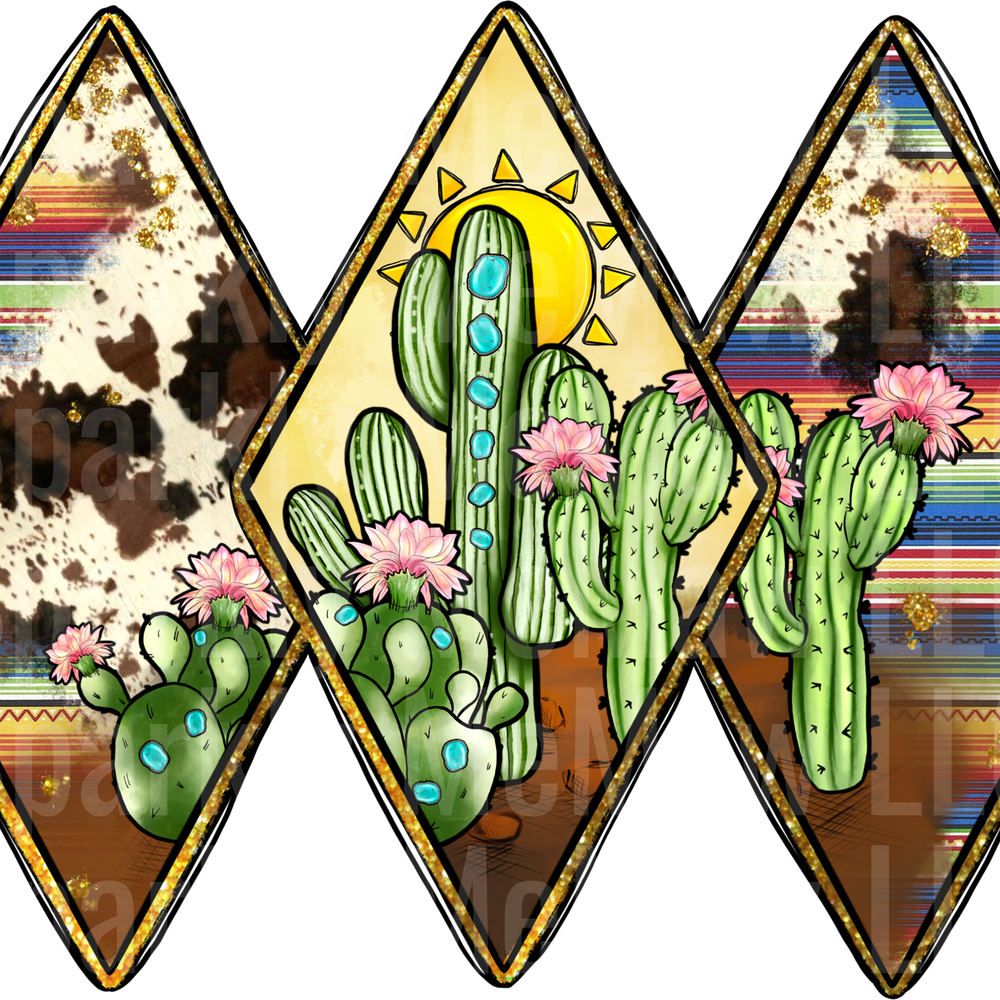 Cactus Serape Cowhide UV DTF Decal