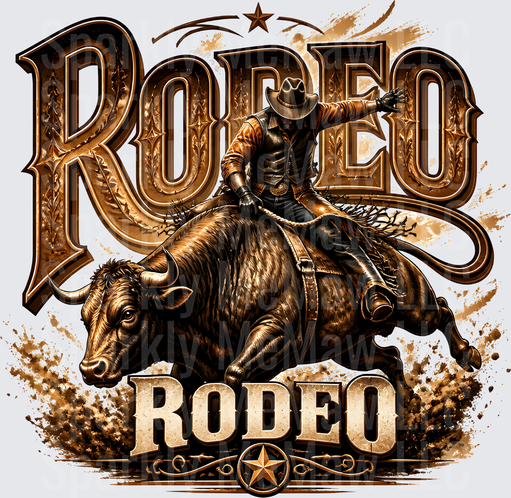 Rodeo Bull Rider Cowboy Western DTF Transfer for Fabric