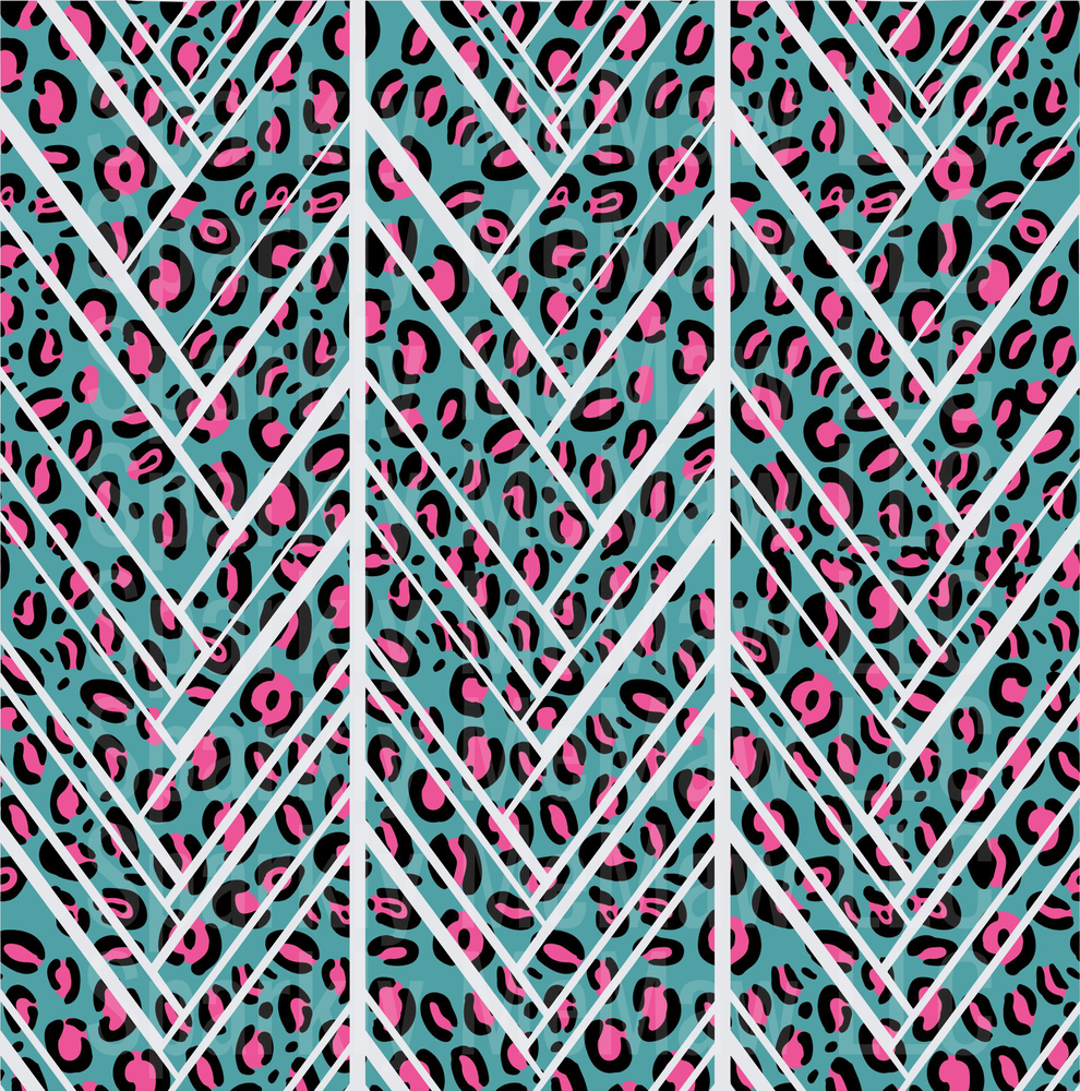 Teal Pink Leopard Chevron Pattern 10x10 inch sheet
