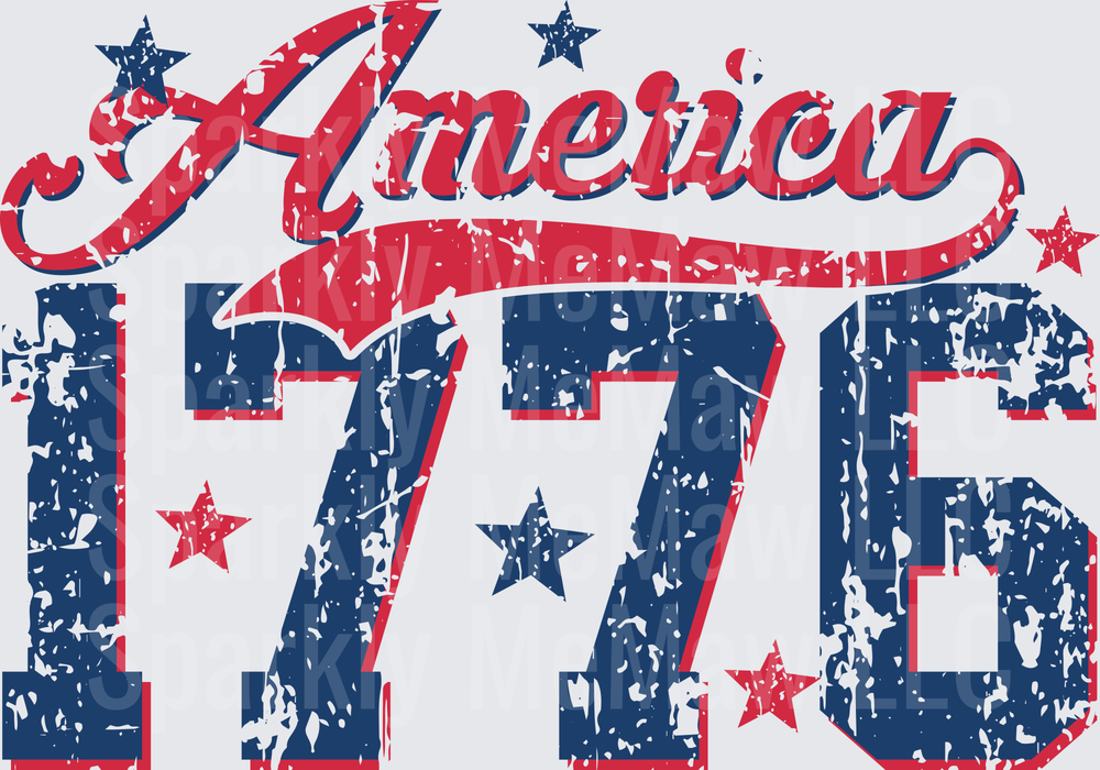 America 1776 Vintage Distressed Patriotic Stars Design UV DTF Decal