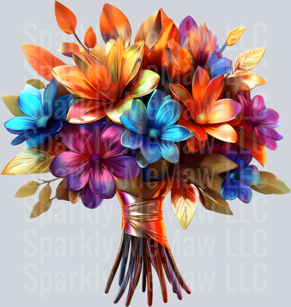 jewel tone floral clipart (155) UV DTF Decal