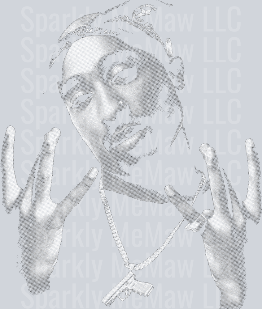 Tupac 2 Halftone DTF Transfer (Fabric)